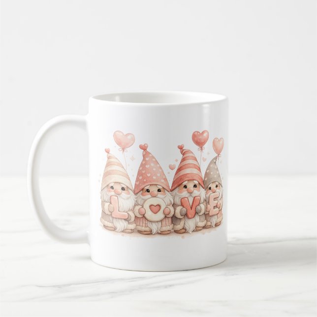 Caneca De Café Adorable Valentine Gnome LOVE Mug (Esquerda)