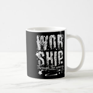 Caneca De Café Adoração Através Da Preocupação Fé Cristã Retro Bi