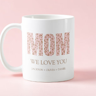 Caneca De Café Adoramos Você Pink Leopard Moderna Tipografia Mãe