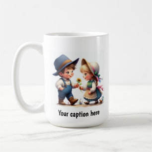 Caneca De Café Adoráveis Jovens Munchkins em Roupas Antigas