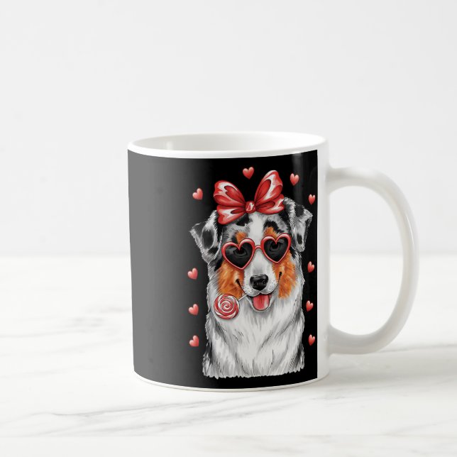 Caneca De Café Adorável Australian Shepherd Lambe Pirulito Valent (Direita)
