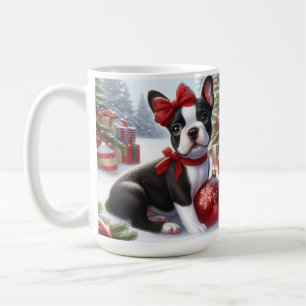 Caneca De Café Adorável Cachorrinho com Enfeites de Natal