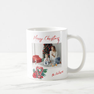 Caneca De Café Adorável Candy Canes Foto da família natalina