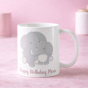 Caneca De Café Adorável Elefante Cudles Feliz aniversário Mãe