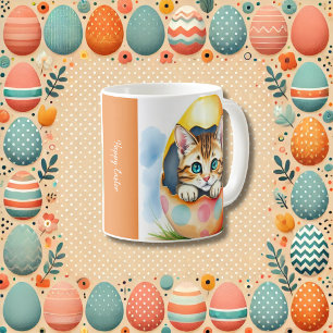 Caneca De Café Adorável Gatinho de Páscoa em Ovo Colorido