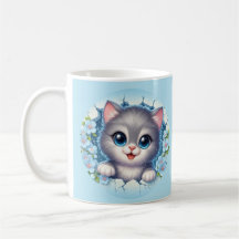 Adorável gato 3D espiando através do design de par