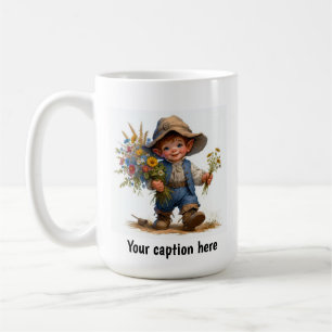 Caneca De Café Adorável Jovem Munchkin em Vintage Clothing