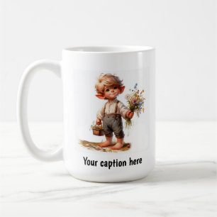 Caneca De Café Adorável Jovem Munchkin em Vintage Clothing