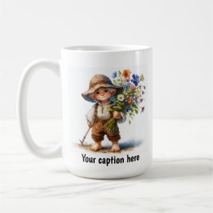 Caneca De Café Adorável Jovem Munchkin em Vintage Clothing