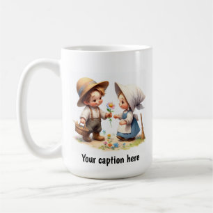 Caneca De Café Adorável Jovem Munchkins em Vintage Clothing