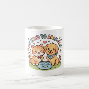 Caneca De Café Adorável Kawaii Seja Gentil Com Os Animais Adoráve