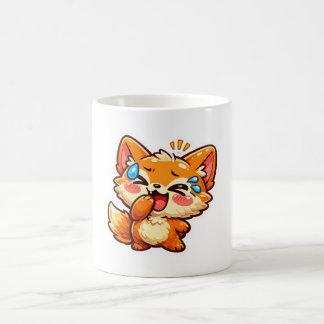Caneca De Café Adorável Raposa Laranja Kawaii Rindo e Chorandocol