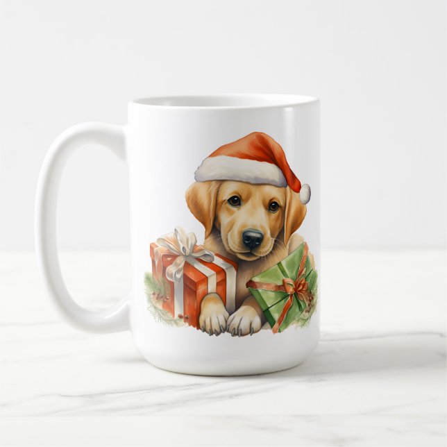 CANECA DE CAFÉ ADORÁVEL RECUPERADOR DE LABRADOR AMARELO DE NATAL (Esquerda)