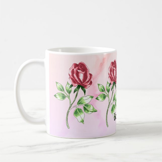 Caneca De Café Adorável Rosa vermelha (Esquerda)