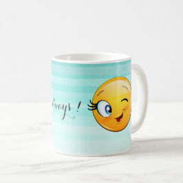 Caneca De Café Adorável rosto de emoji piscando - seja feliz semp