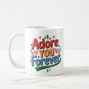 Caneca De Café Adore-o para sempre - Design romântico e colorido