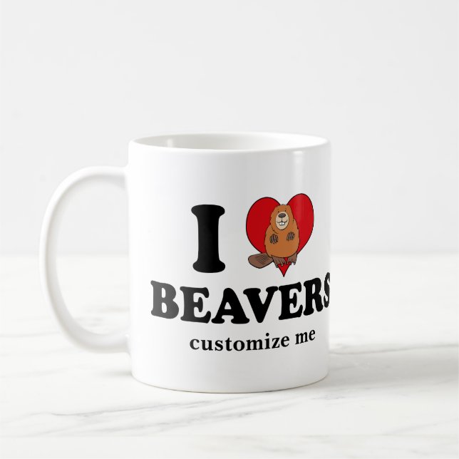 Caneca De Café Adoro Beavers Engraçado. (Esquerda)