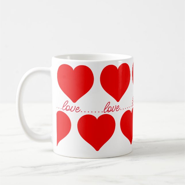 Caneca De Café Adoro corações vermelhos (Esquerda)