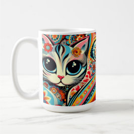 Caneca De Café Adoro Gatinhos Gato Arte Popular Mexicana Estilo T