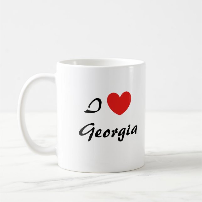 Caneca De Café Adoro Georgia Heart Typografia Coffee Mug (Esquerda)