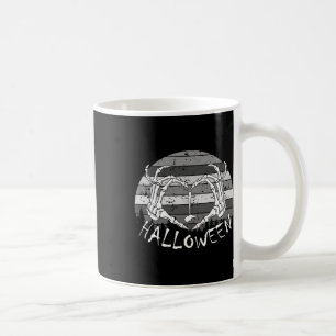 Caneca De Café Adoro Halloween Engraçado Mãos Ossas Caveiras Repe
