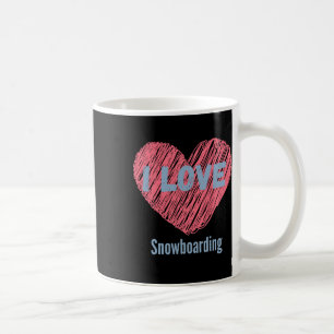 Caneca De Café Adoro Imagem do Coração de Snowboard