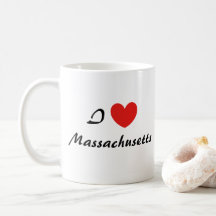Adoro Massachusetts Heart Typografia Coffee Mug