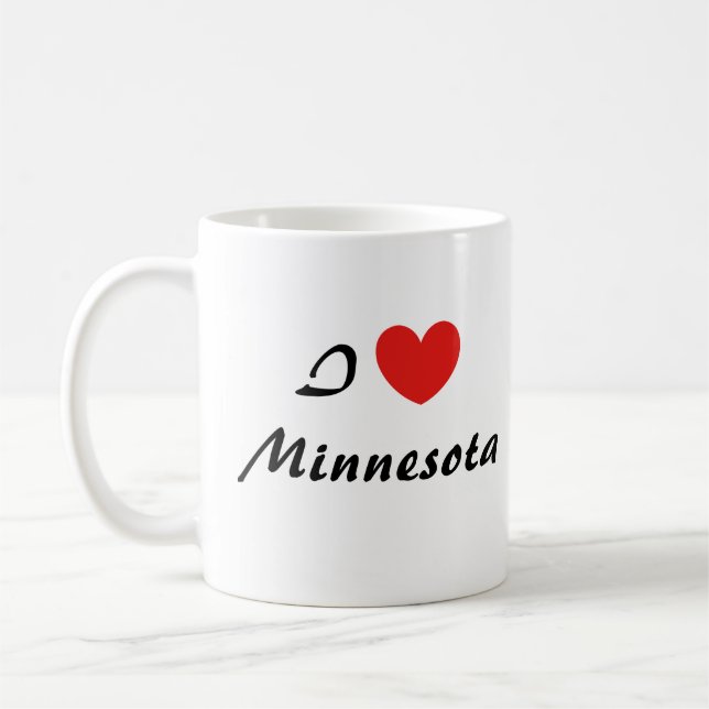 Caneca De Café Adoro Minnesota Heart Typografia Coffee Mug (Esquerda)