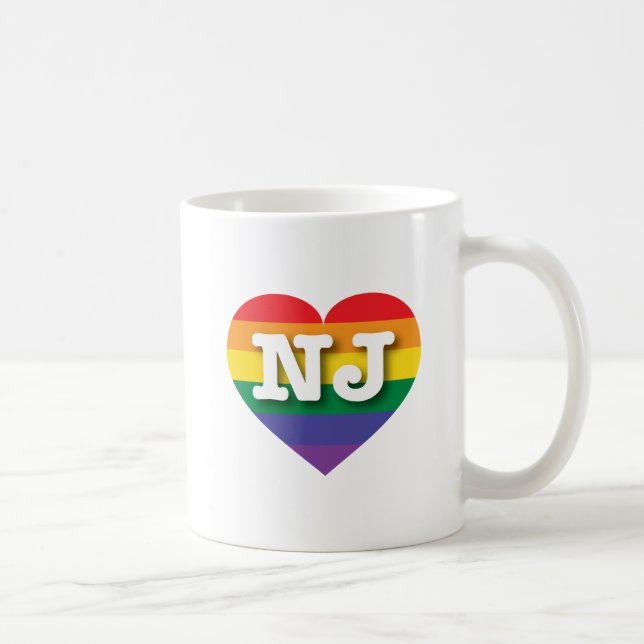 Caneca De Café Adoro New Jersey Rainbow Heart (Direita)
