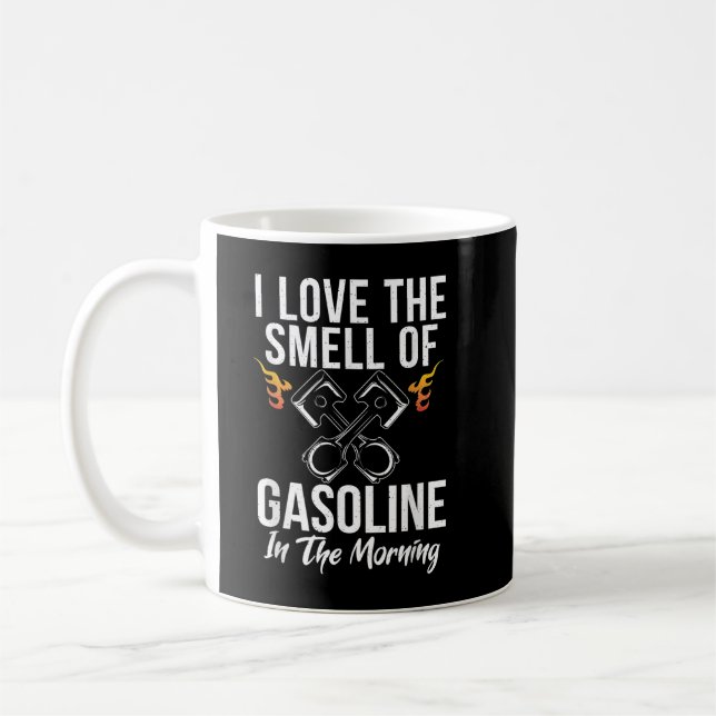 Caneca De Café Adoro o cheiro da Gasolina no Reparo da Manhã (Esquerda)