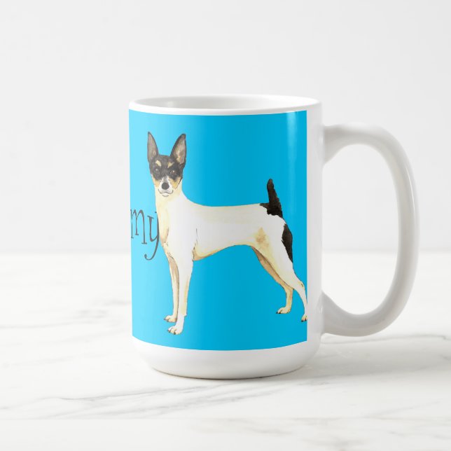 Caneca De Café Adoro o meu Brinquedo Fox Terrier (Direita)