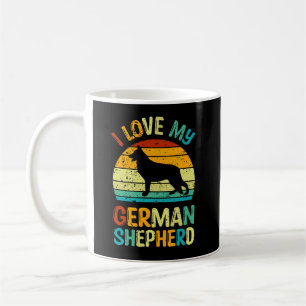 Caneca De Café Adoro O Meu German shepherd Cachorro Azul Castanho