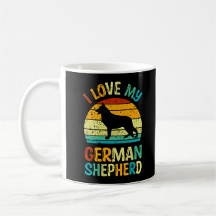 Caneca De Café Adoro O Meu German shepherd Cachorro Azul Castanho