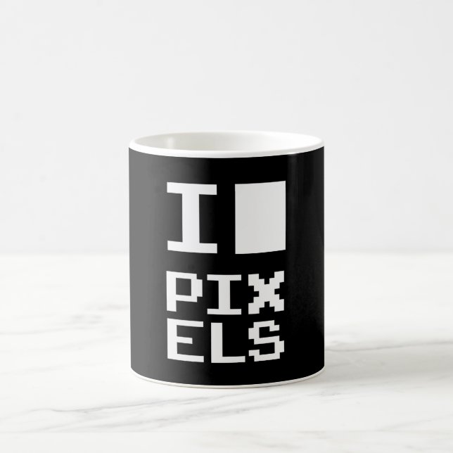 Caneca De Café Adoro Pixels, design de geek, arte de pixel (Centro)