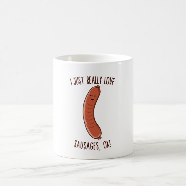 Caneca De Café Adoro Sausages, Ok? Weine Kawaii (Centro)