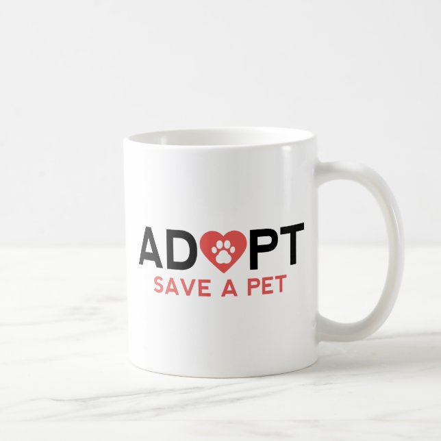 Caneca De Café Adotar Salvar uma Pet (Direita)