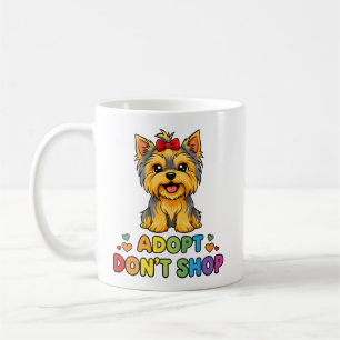 Caneca De Café Adote Não Compre, Cute Yorkie Dog Rescue Shelter
