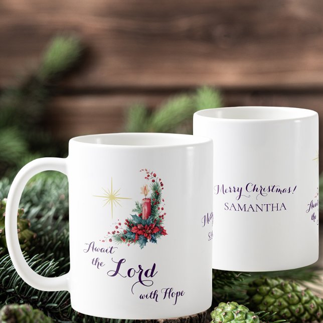 Caneca De Café Advent Await the Lord with Hope Christmas Star (Advent Await the Lord with Hope Christmas Star Coffee Mug Religious Christmas Christian Catholic)