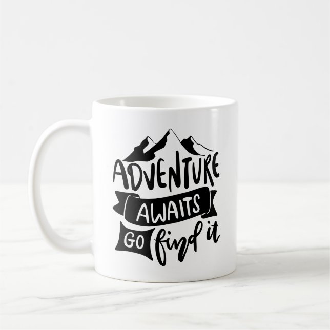 Caneca De Café Adventure Aguarde Encontre uma citação inspiradora (Esquerda)