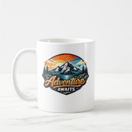 Caneca De Café Adventure Awaits – Mountain Landscape Outdoor 