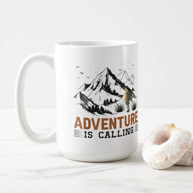 Caneca De Café Adventure Está Chamando Lâmpagos (Com Donut)