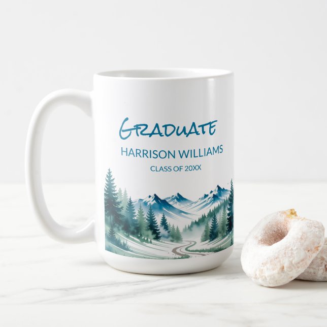 Caneca De Café Adventure Mountain Graduate Gift  (Com Donut)