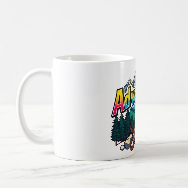 Caneca De Café Adventure Mountain – Outdoor Hiking Nature Design  (Esquerda)