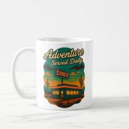 Caneca De Café Adventure Servida Daily Retro Diner Impressão