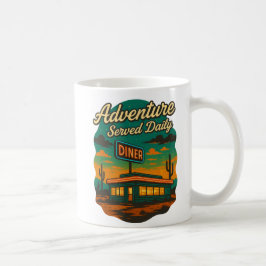Caneca De Café Adventure Servida Daily Retro Diner Impressão