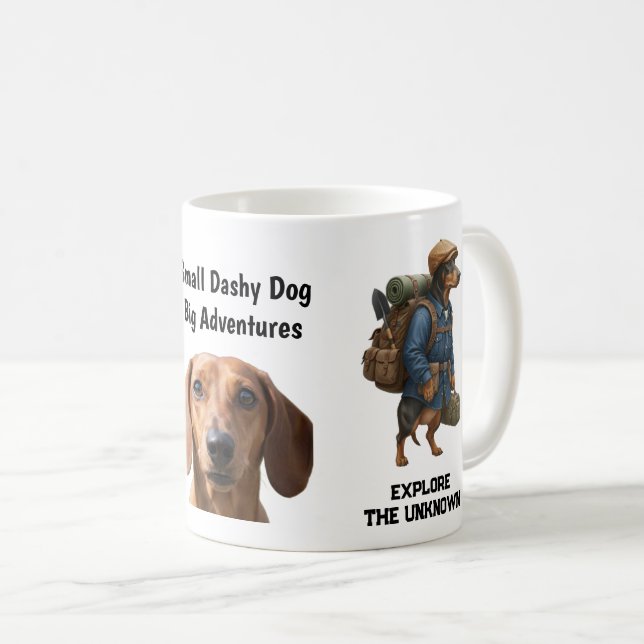 Caneca De Café Adventurous Dachshund Hiker Home Is Where My Pack (Frente Esquerda)