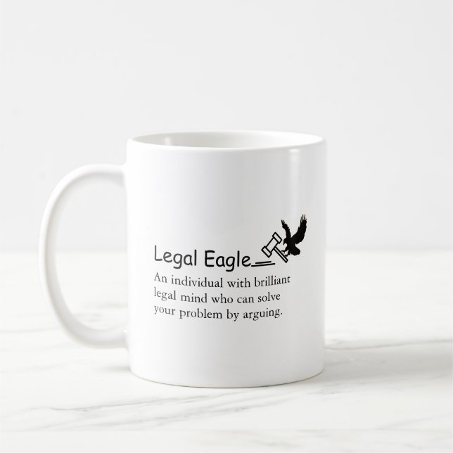 Caneca De Café Advogado Engraçado Águia Legal Dizendo/Fazendo Cot (Esquerda)
