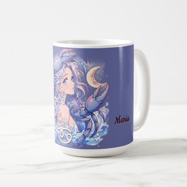 Caneca De Café Aesthetic Anime Cancer Zodiac Coffee Mug (Frente Esquerda)