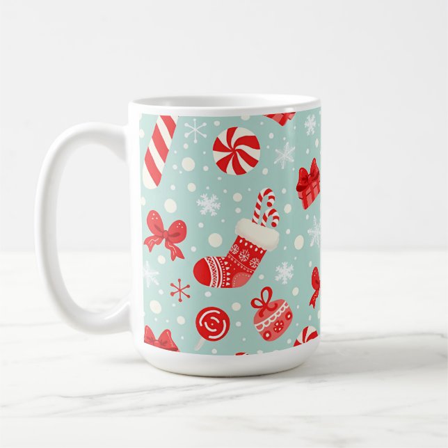 Caneca De Café Aesthetic Christmas Pattern Candy (Esquerda)