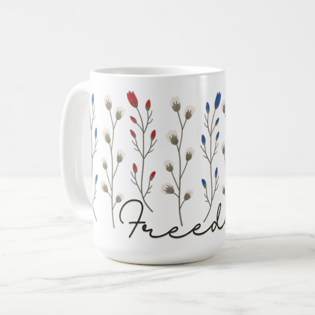 Caneca De Café Aesthetic Freedom Wildflowers Patriotic (Frente Esquerda)